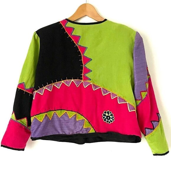 vintage julia kin womens  80's Patchwork Jacket sizePM - Picture 6 of 7